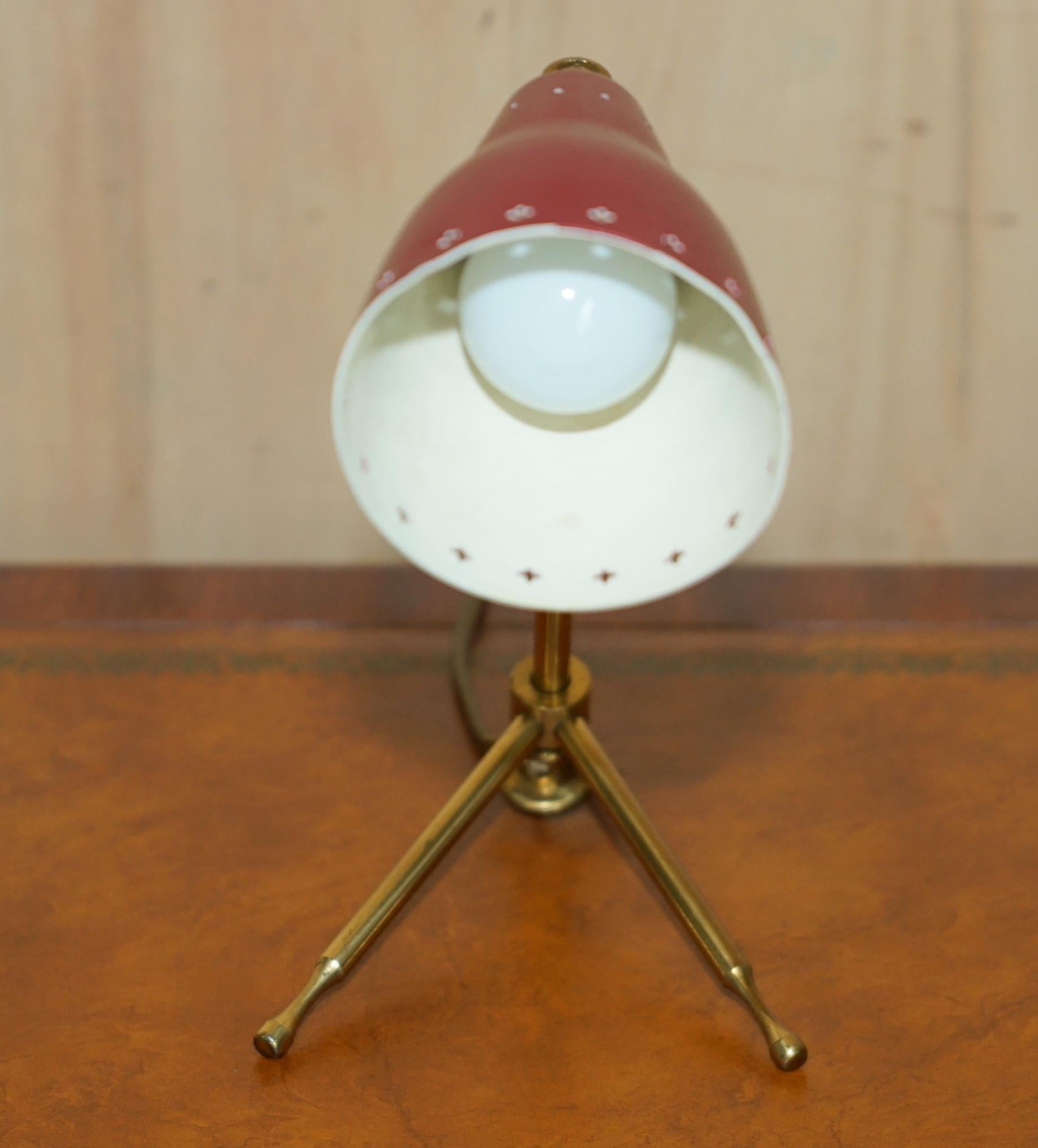 Mid-Century Modern ViNTAGE MID CENTURY MODERN BORIS LACROIX TABLE LAMP WITH RED ORIGINAL SHADE For Sale