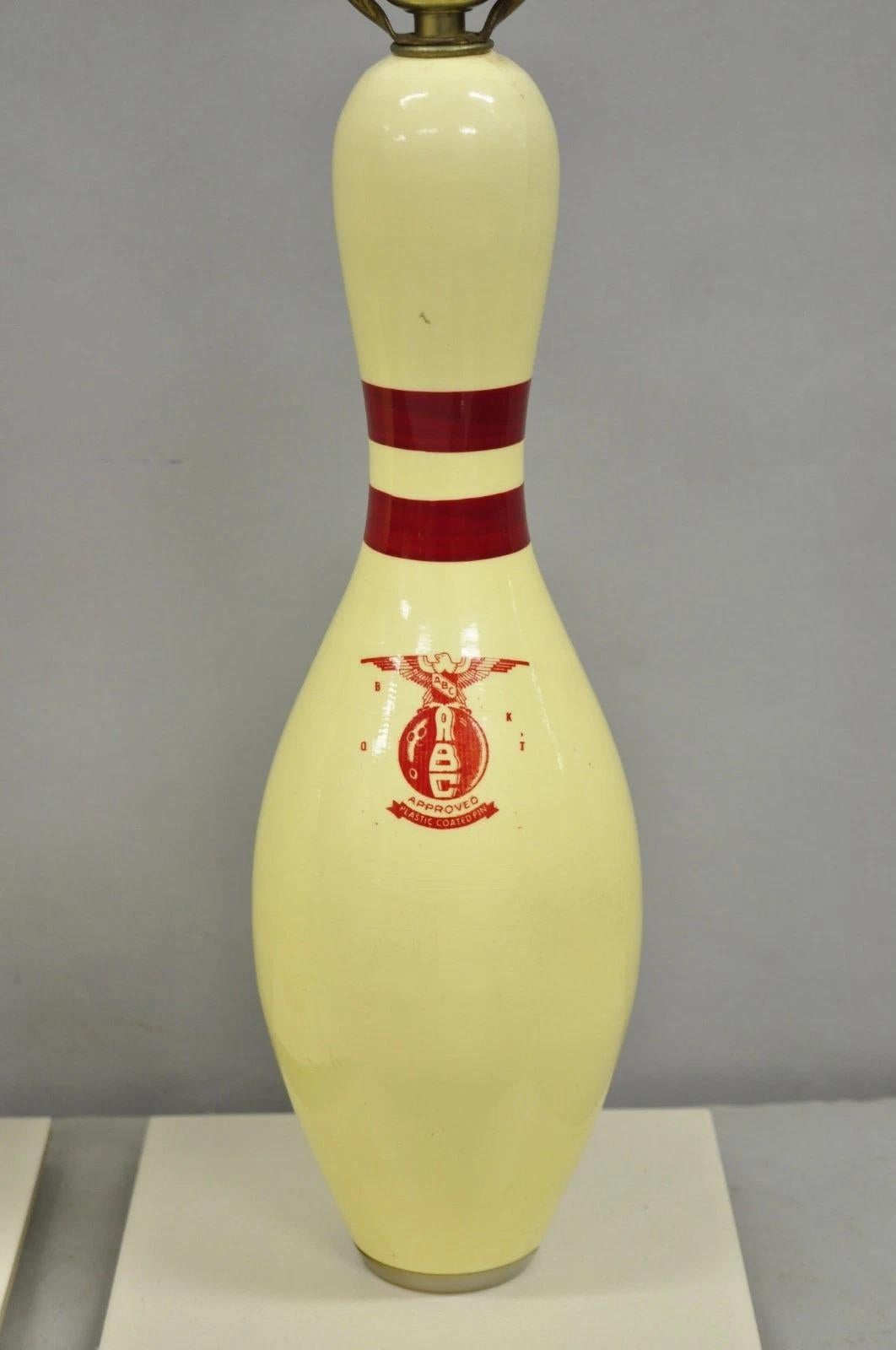 Unknown Vintage Mid Century Modern Bowling Pin Man Cave Game Room Table Lamps - a Pair For Sale