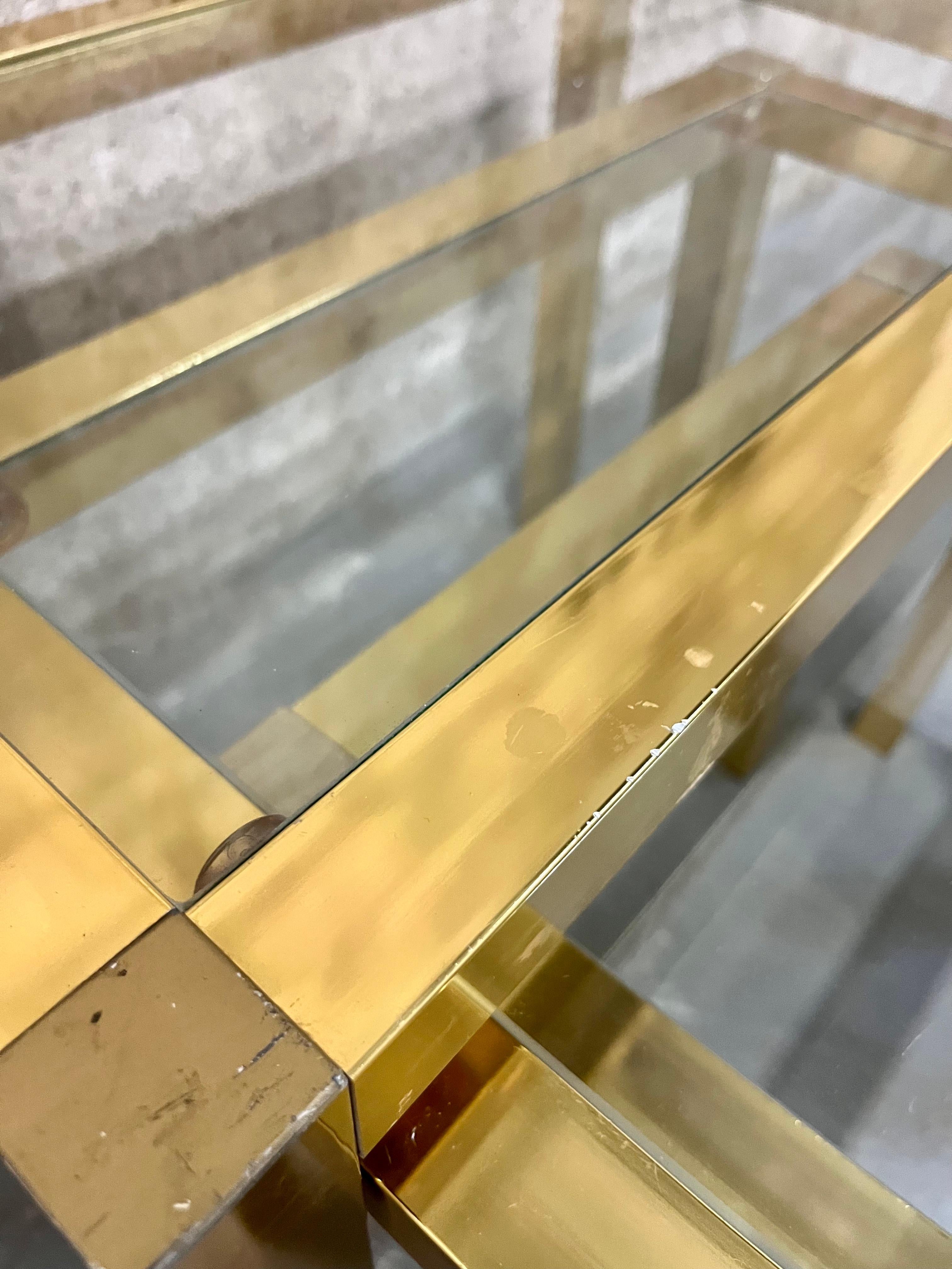 Vintage Mid Century Modern Brass Anodized Aluminum Nesting Tables. Circa 1960s  For Sale 12