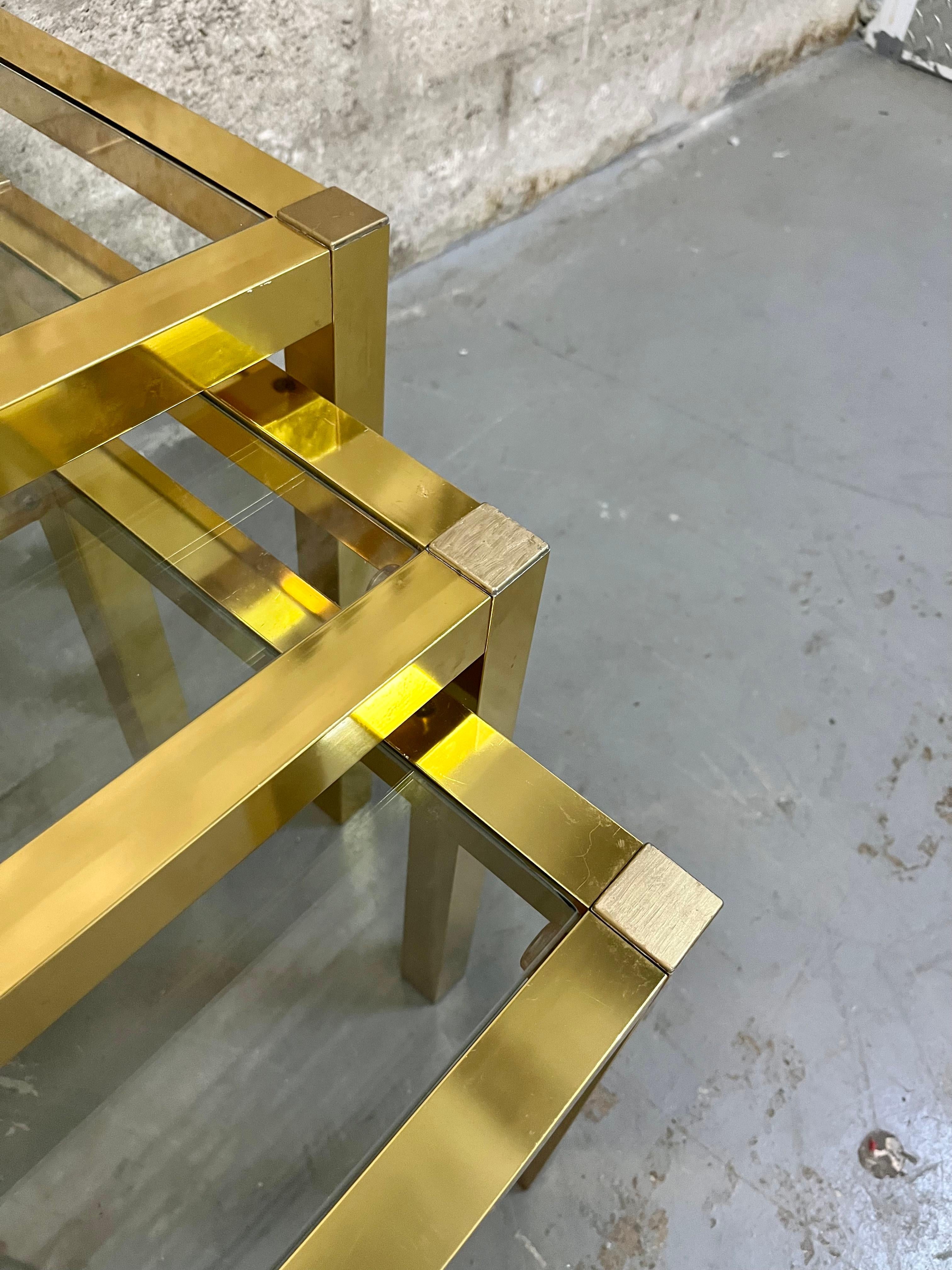 Vintage Mid Century Modern Brass Anodized Aluminum Nesting Tables. Circa 1960s  For Sale 13