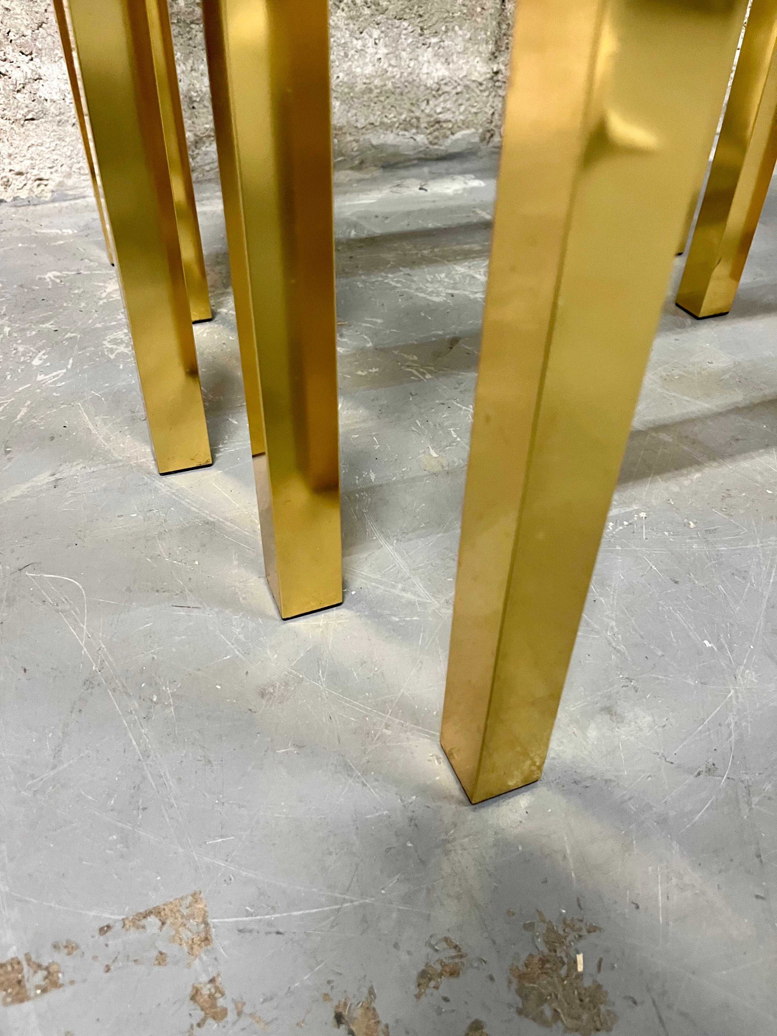 Vintage Mid Century Modern Brass Anodized Aluminum Nesting Tables. Circa 1960s  For Sale 14