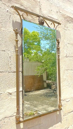 Vintage Mid-Century Modern Brass Column Mirror