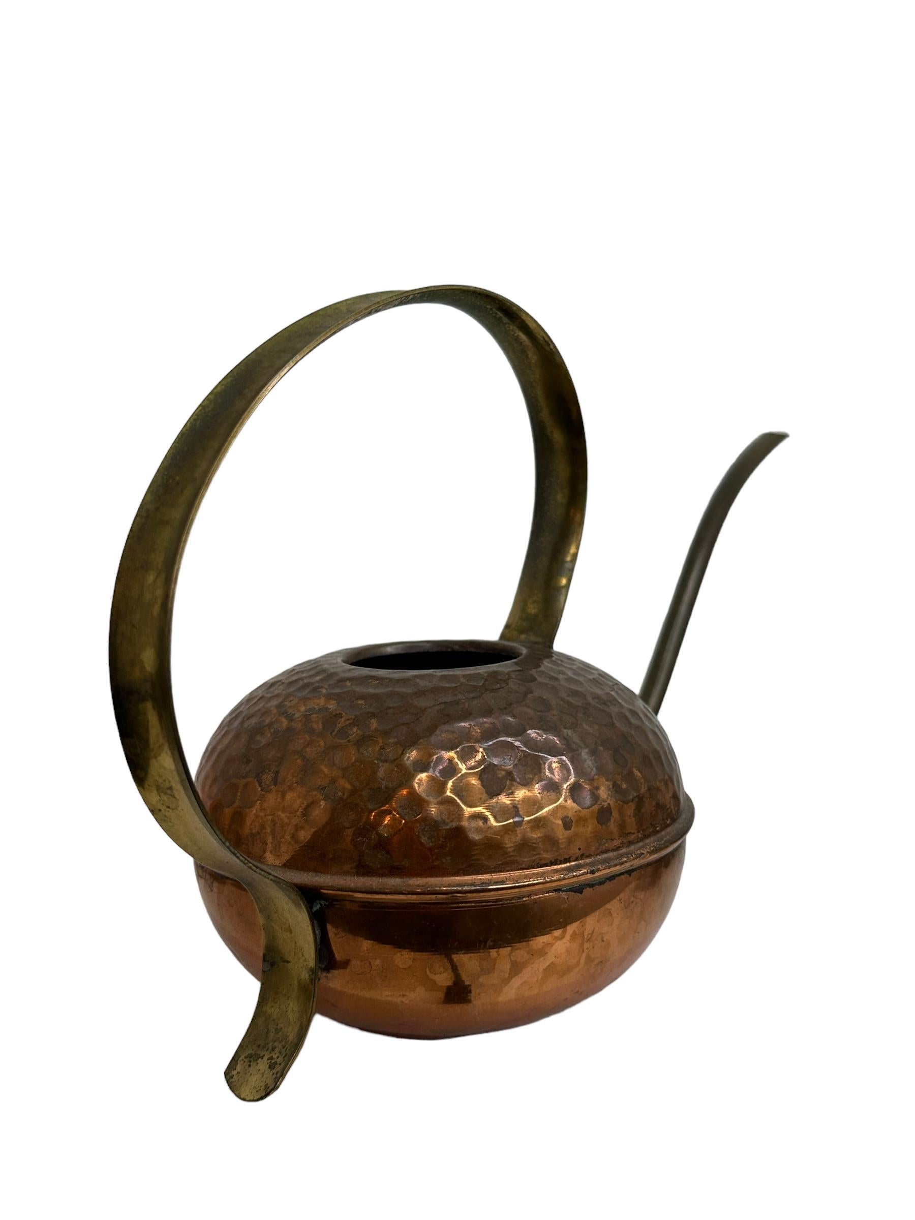 Mid-20th Century Vintage Mid-Century Modern Brass Copper Watering Can, 1950s For Sale