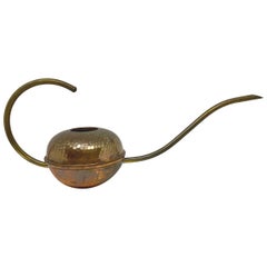 Vintage Mid-Century Modern Brass Copper Watering Can, 1950s