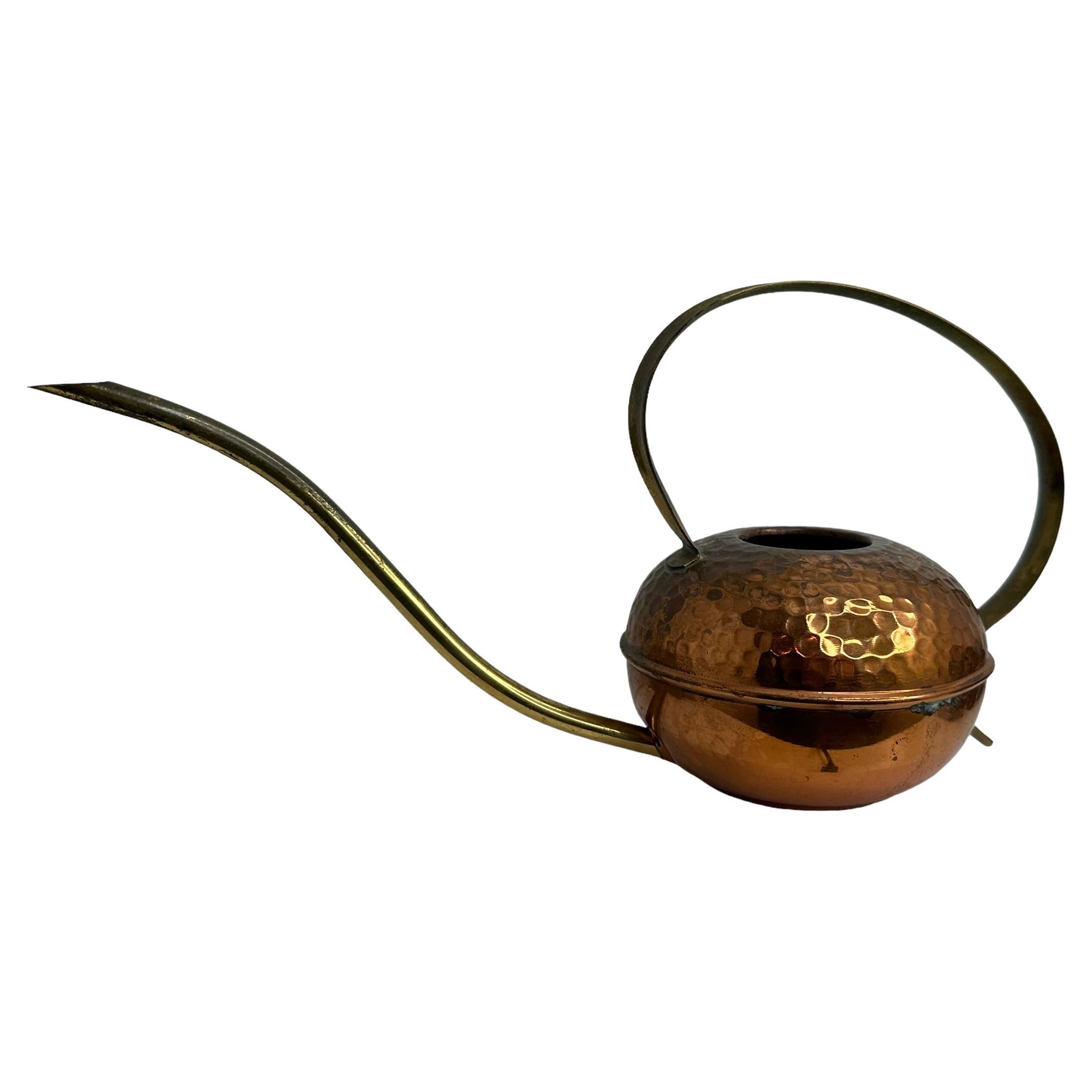 Vintage Mid-Century Modern Brass Copper Watering Can, 1950s For Sale