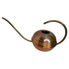 Vintage Mid-Century Modern Brass Copper Watering Can, 1950s