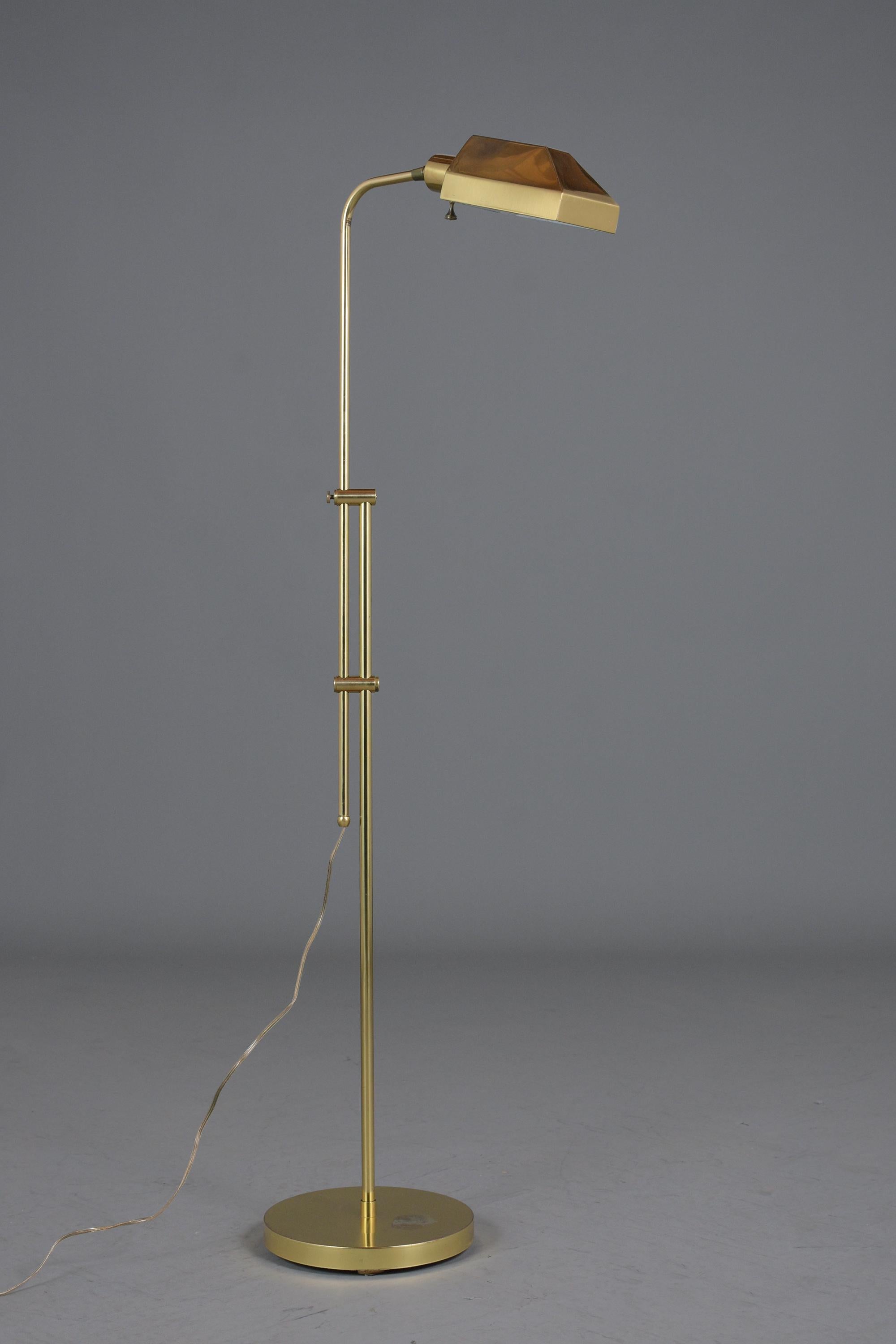 Polished Vintage Brass Mid-Century Modern Adjustable Floor Lamp