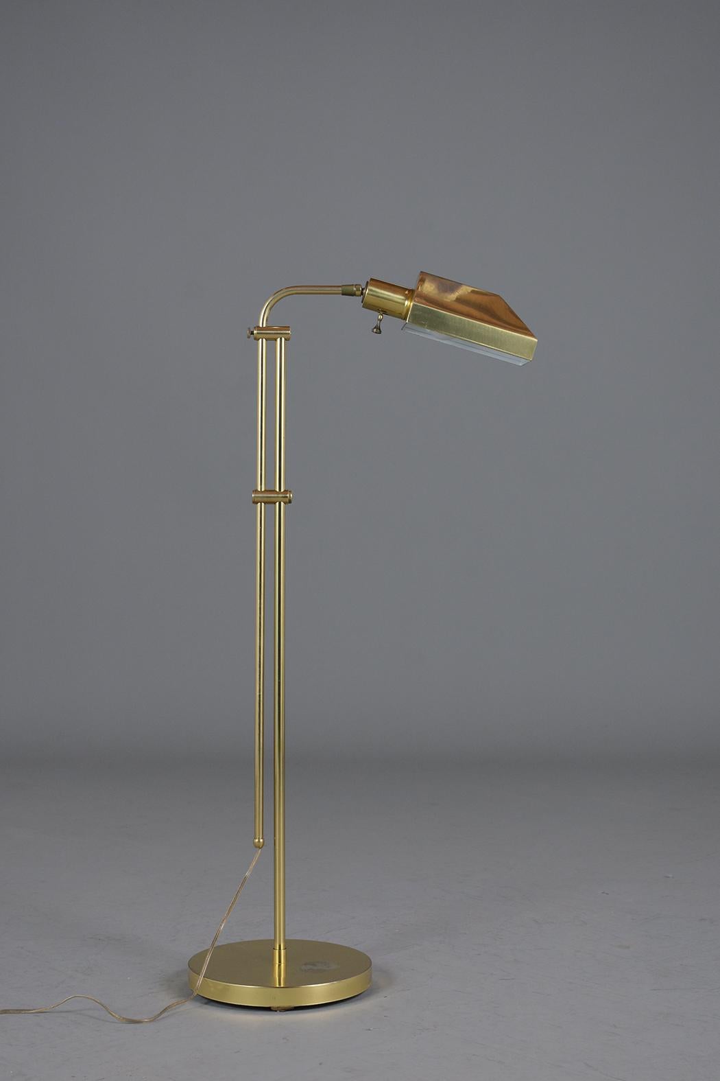Vintage Brass Mid-Century Modern Adjustable Floor Lamp In Fair Condition In Los Angeles, CA