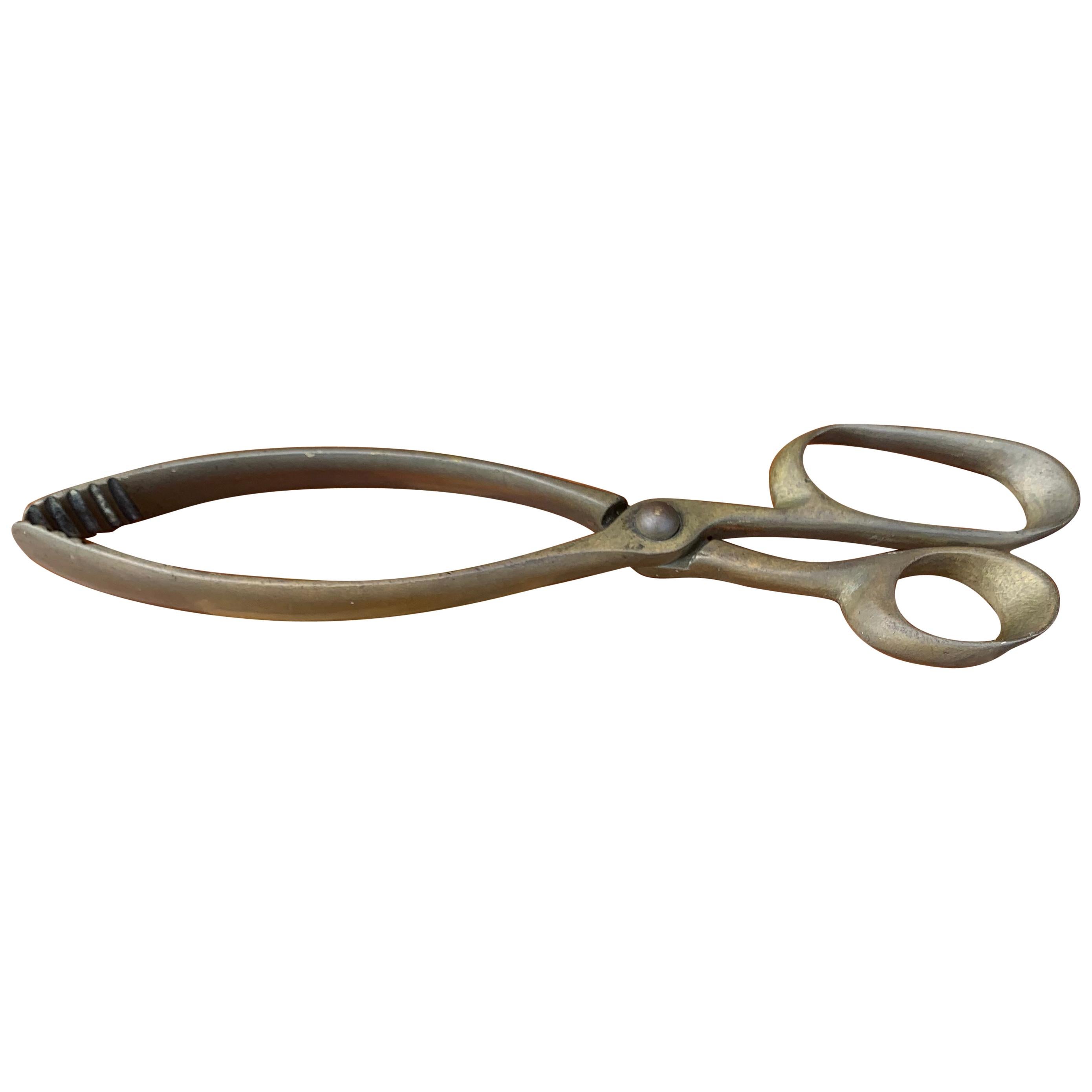 Vintage Mid-Century Modern Brass Ice Cube Tongs Scissor