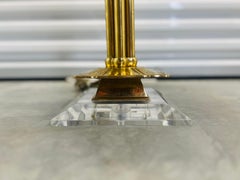 Vintage Mid Century Modern Brass & Lucite Chapman Lamp W/ Original Shade C. 1985