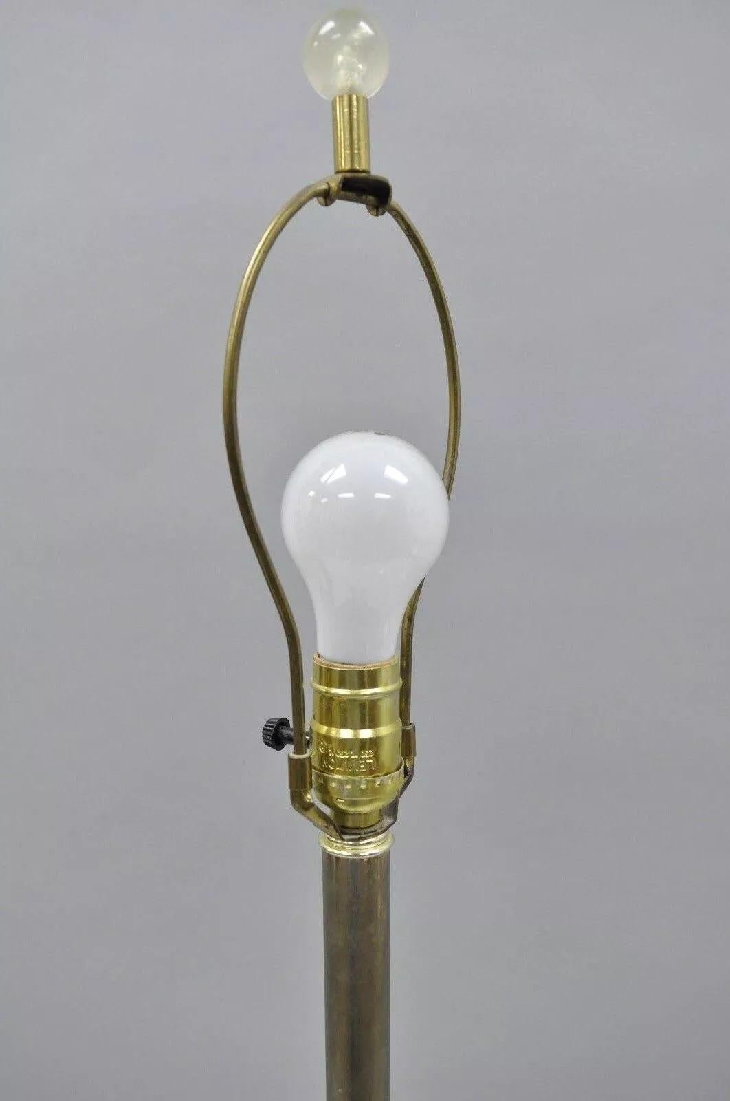Mid-Century Modern Vintage Mid Century Modern Brass Lucite Marble Floor Lamp w Magazine Table Rack For Sale