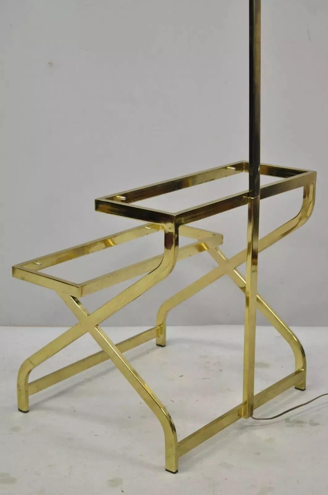 Vintage Mid Century Modern Brass Metal 2 Tier Step Up Floor Lamp End Table im Angebot 4