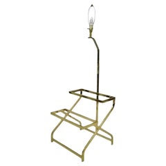 Vintage Mid Century Modern Brass Metal 2 Tier Step Up Floor Lamp End Table