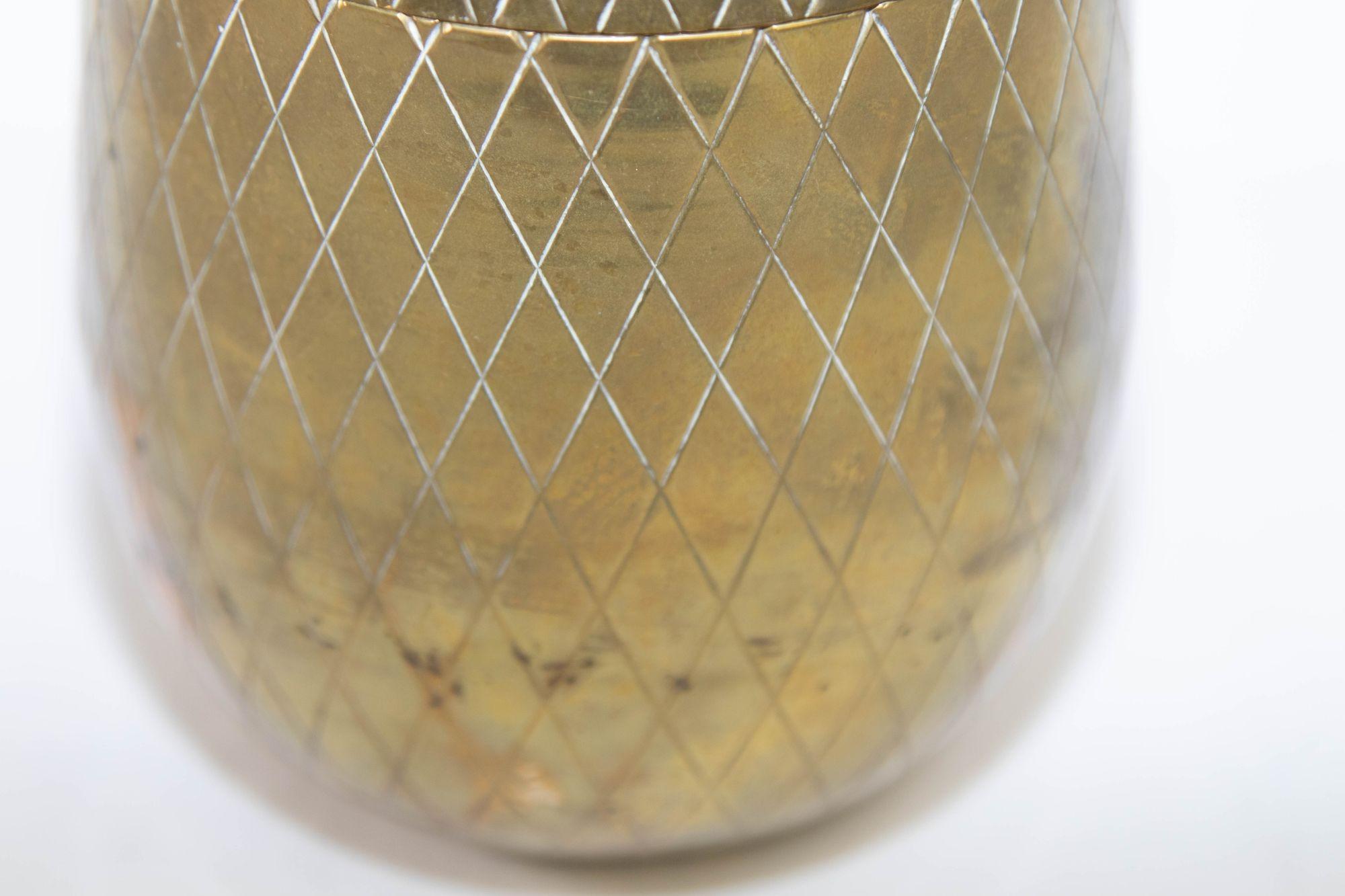 Indian Vintage Mid-Century Modern Brass Pineapple Ice Bucket