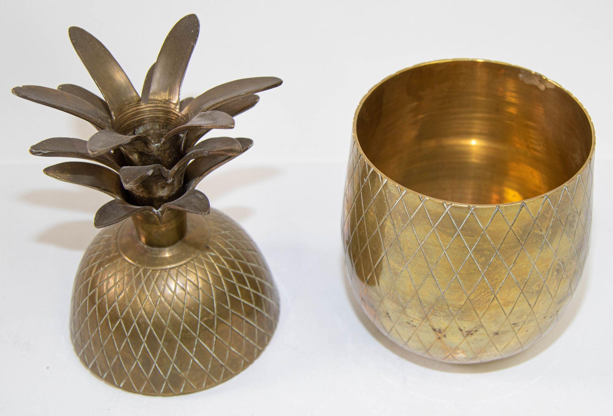 Cast Vintage Mid-Century Modern Brass Pineapple Ice Bucket