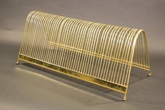 Vintage Mid-Century Modern Brass Record Rack Vinyl Record Storage