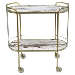 Rolling Bar-Teewagen aus Messing aus Laminat und Kunstmarmor, Mid-Century Modern