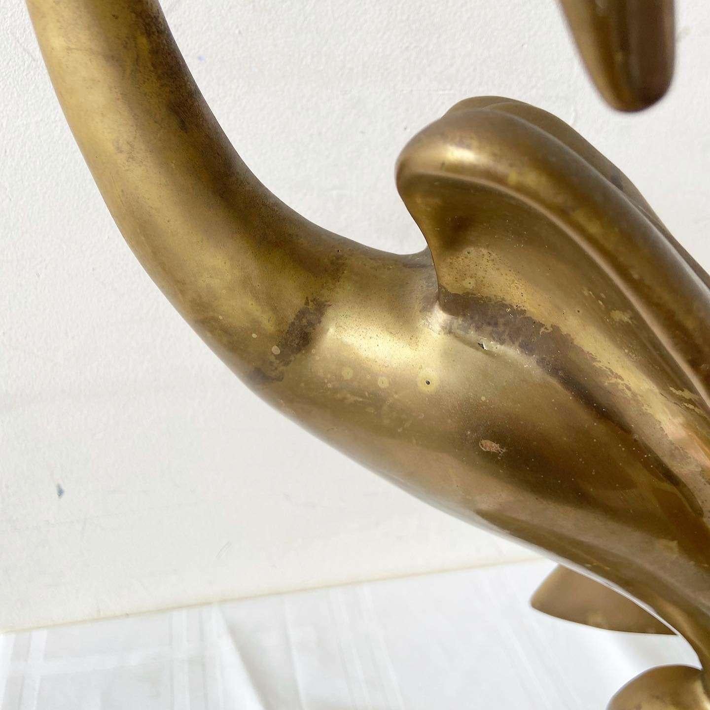 Late 20th Century Vintage Mid Century Modern Brass Swan Sculpture by Dara International For Sale