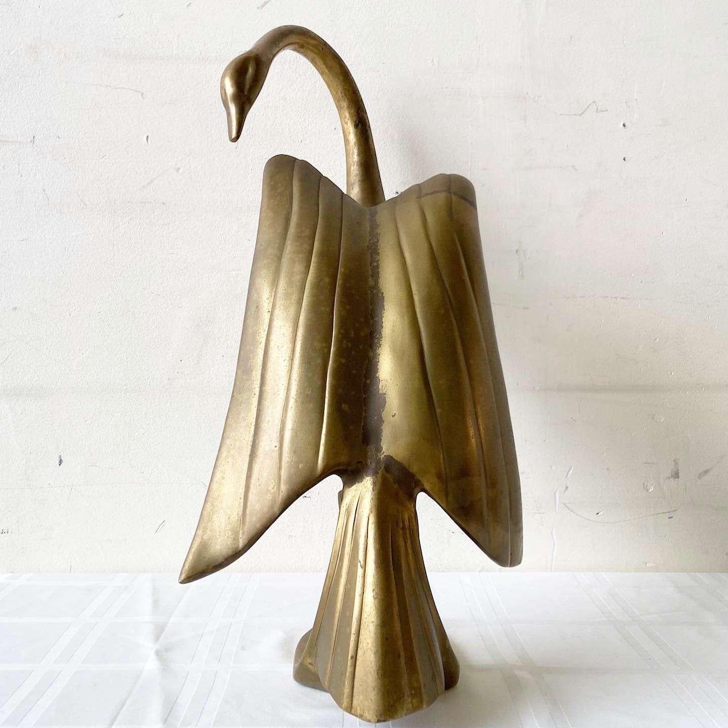 Vintage Mid Century Modern Brass Swan Sculpture by Dara International For Sale 2
