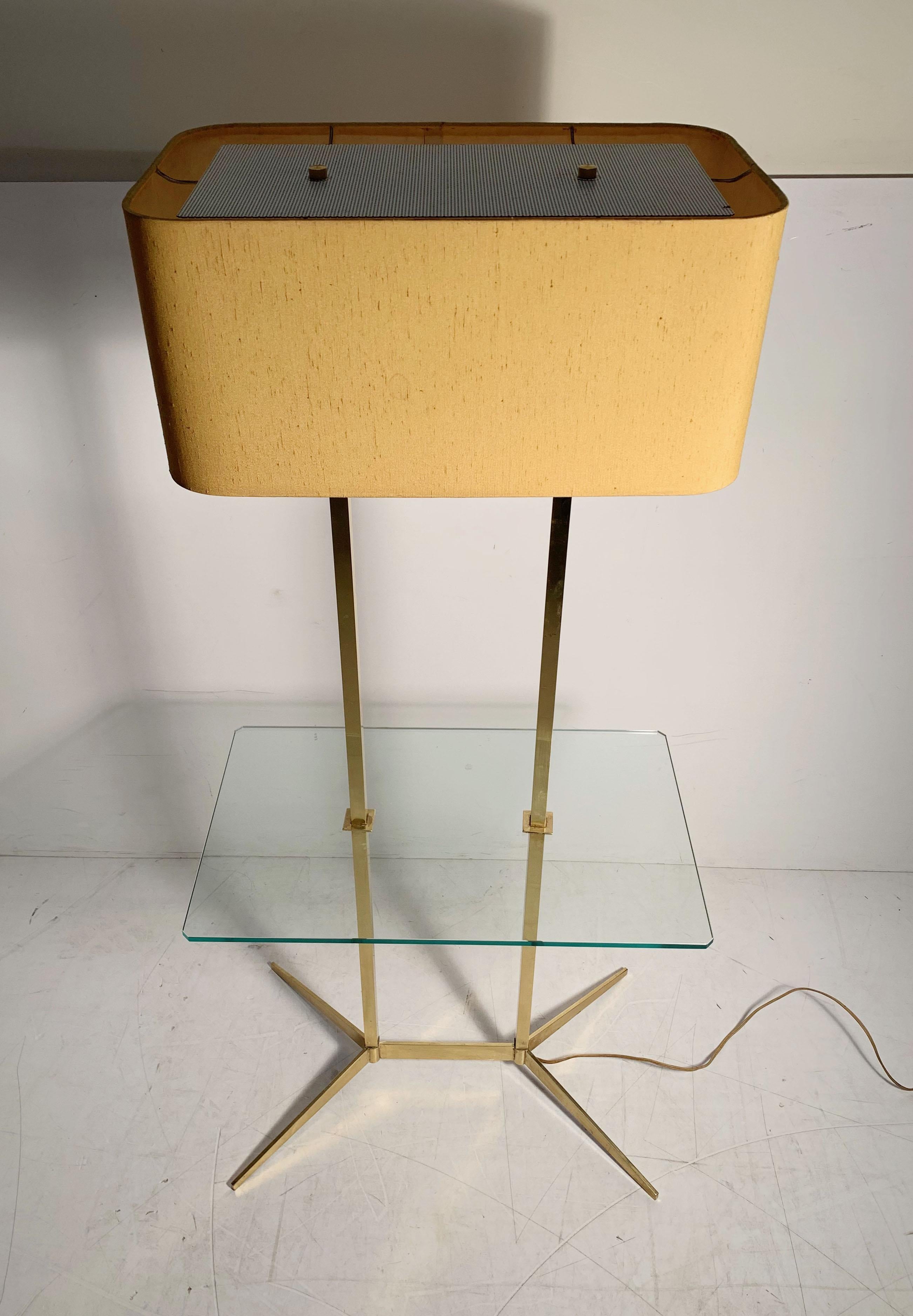 vintage brass floor lamp with table