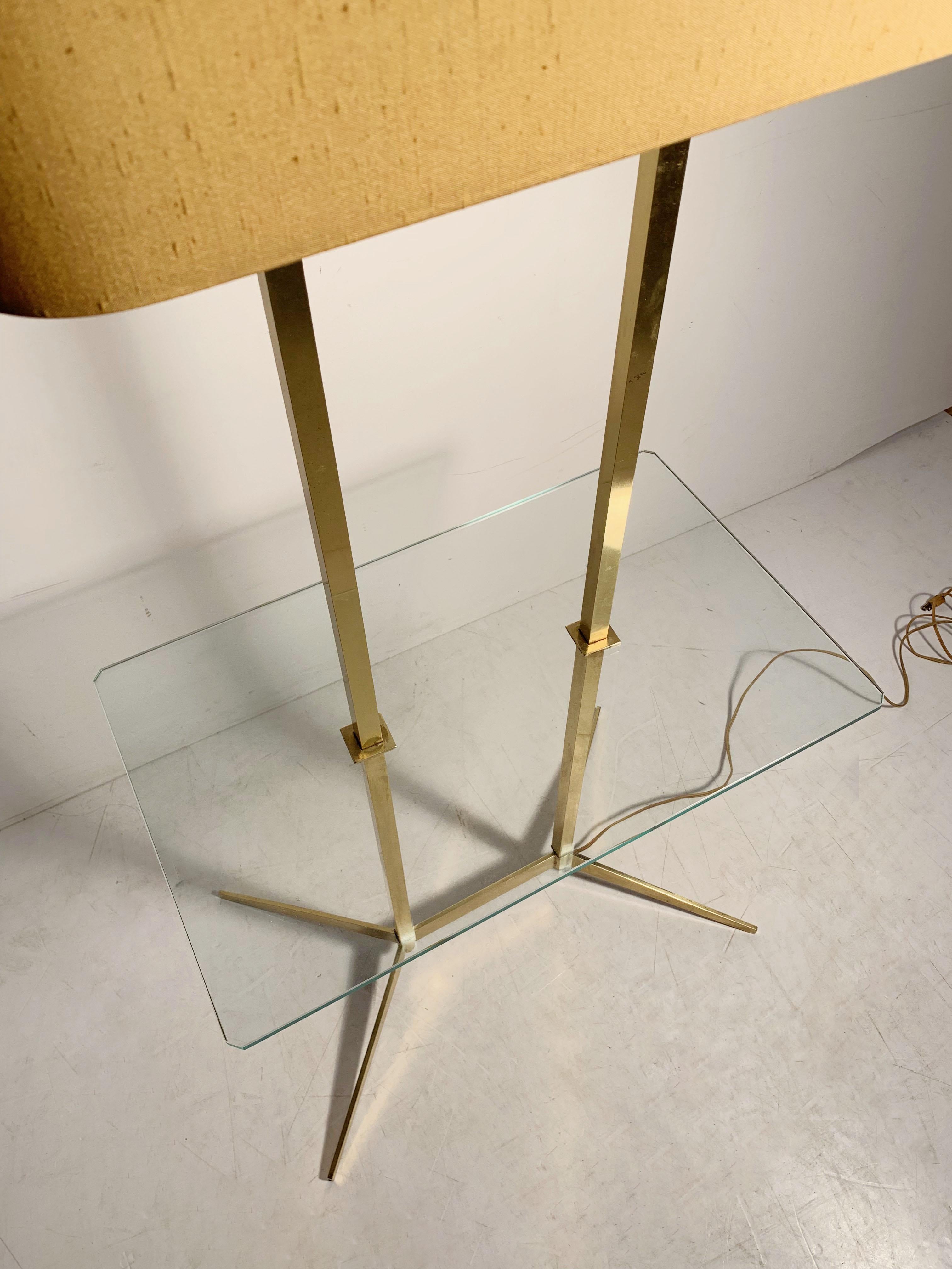 American Vintage Mid-Century Modern Brass Table Floor Lamp attributed to Stiffel