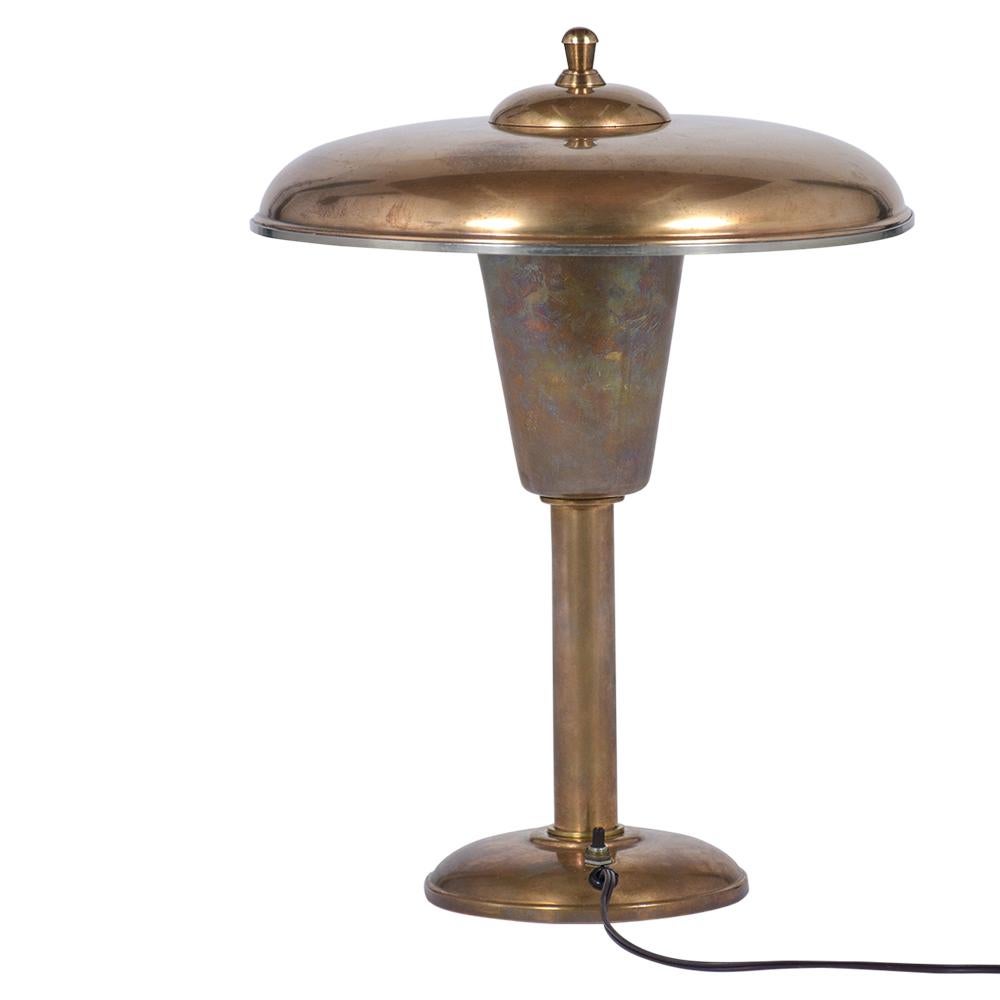 Polished 1970's Mid-Century Modern Copper Table Lamp For Sale
