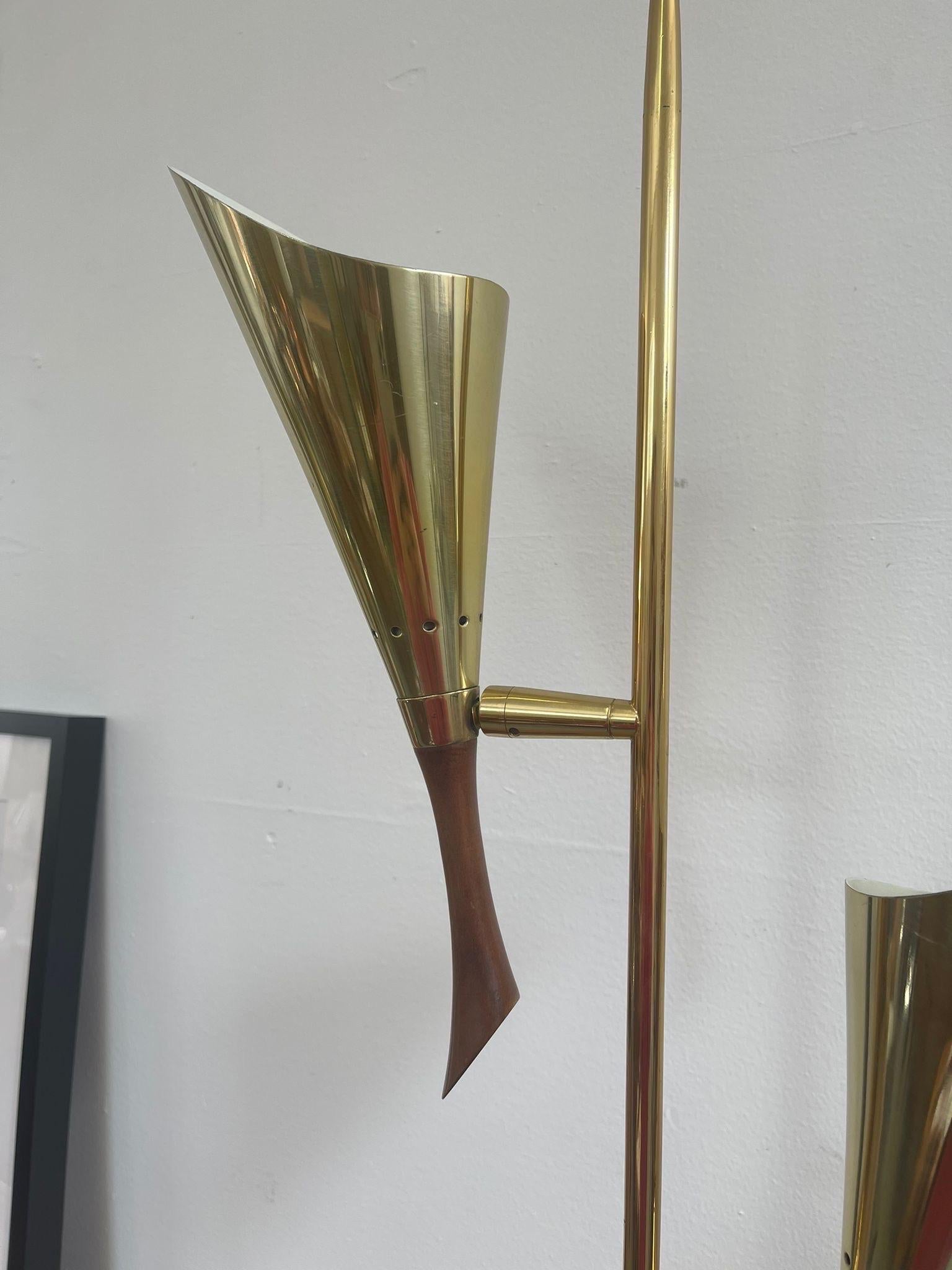 Vintage Mid Century Modern Brass Tone Atomic Shaped Lamp 1