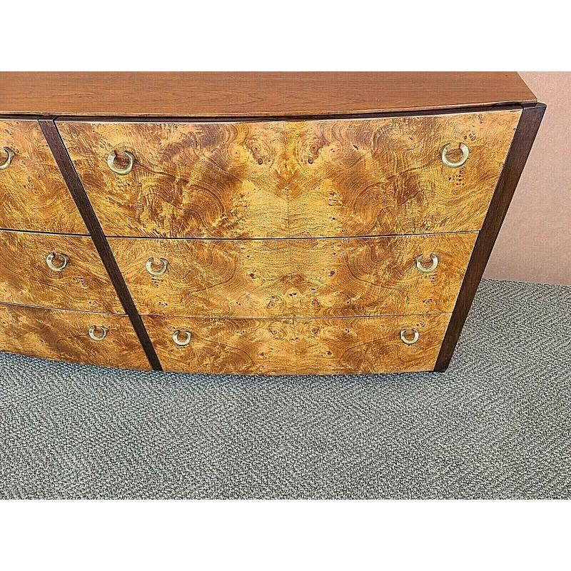 Late 20th Century Vintage Mid-Century Modern Briar Burl Wood Dresser by Hickory White For Sale