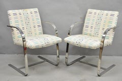 Vintage Mid Century Modern Brno Style Chrome Cantilever Baughman Arm Chairs Pair