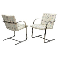 Vintage Mid Century Modern Brno Style Chrome Cantilever Baughman Arm Chairs Pair
