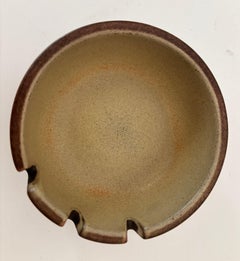 Vintage Mid-Century Modern Brown Ceramic Ashtray by Edith Heath