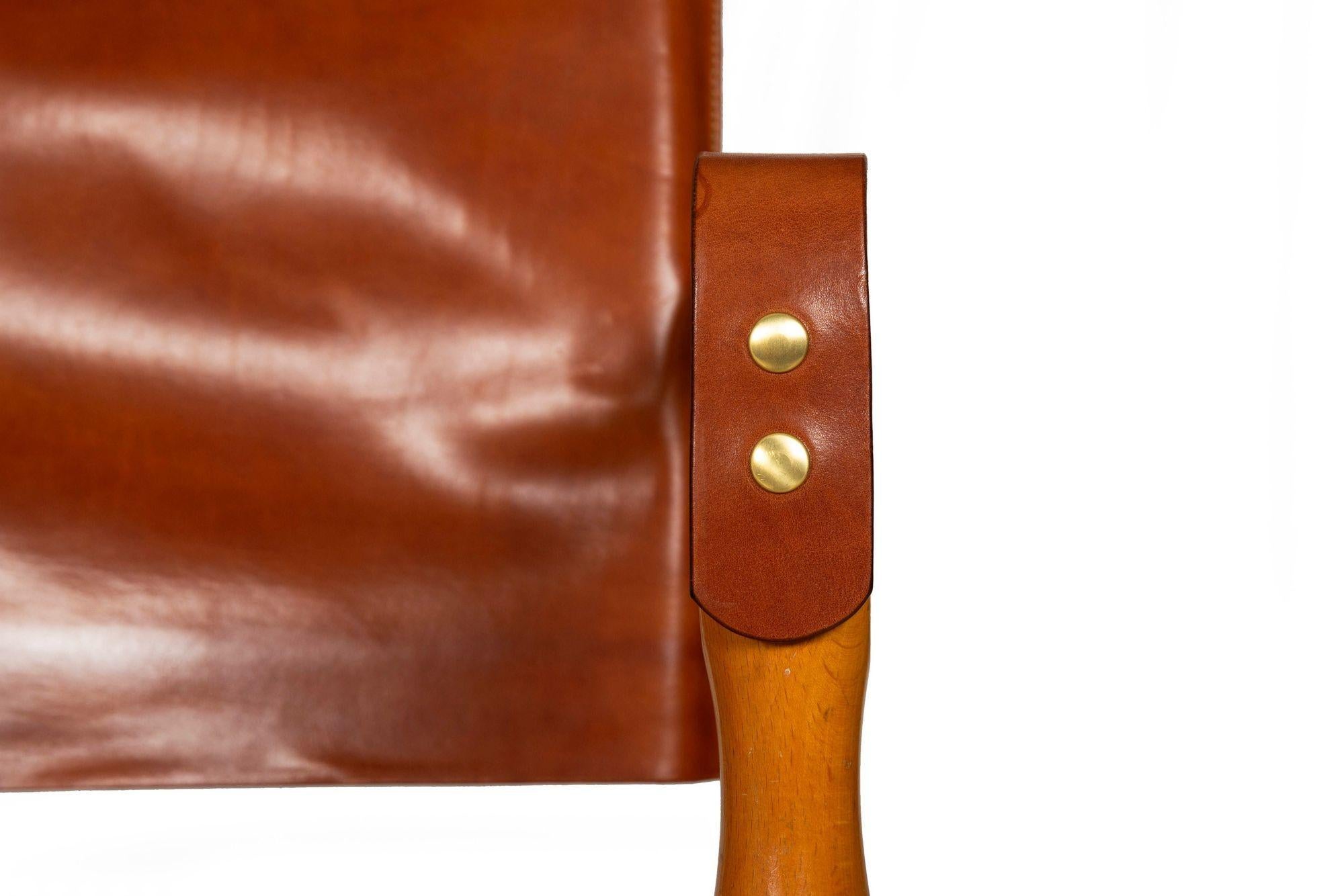 Chaises Safari en cuir Brown Vintage Mid-Century Modern attr. Wilhelm Kienzle en vente 6