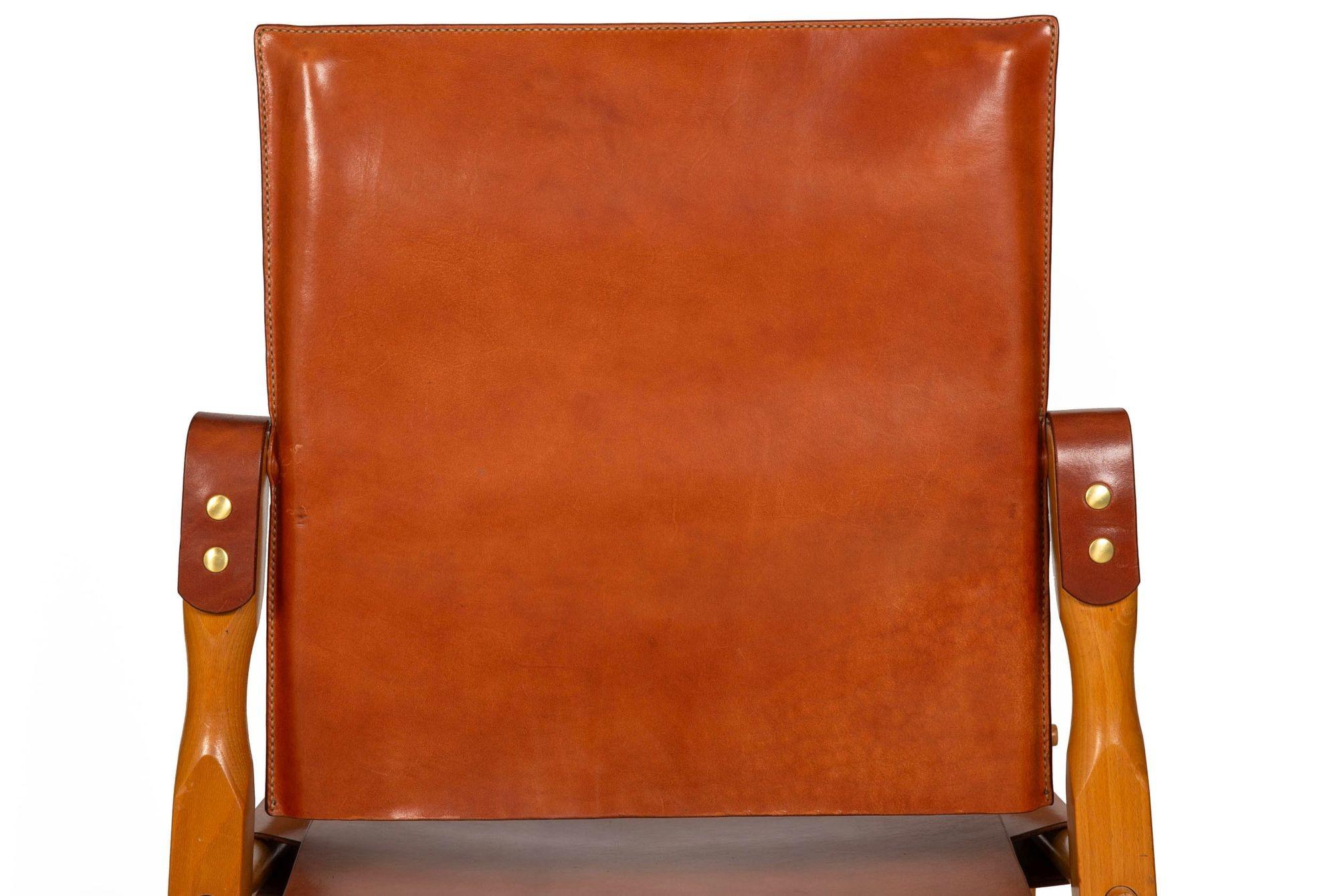 Chaises Safari en cuir Brown Vintage Mid-Century Modern attr. Wilhelm Kienzle en vente 1