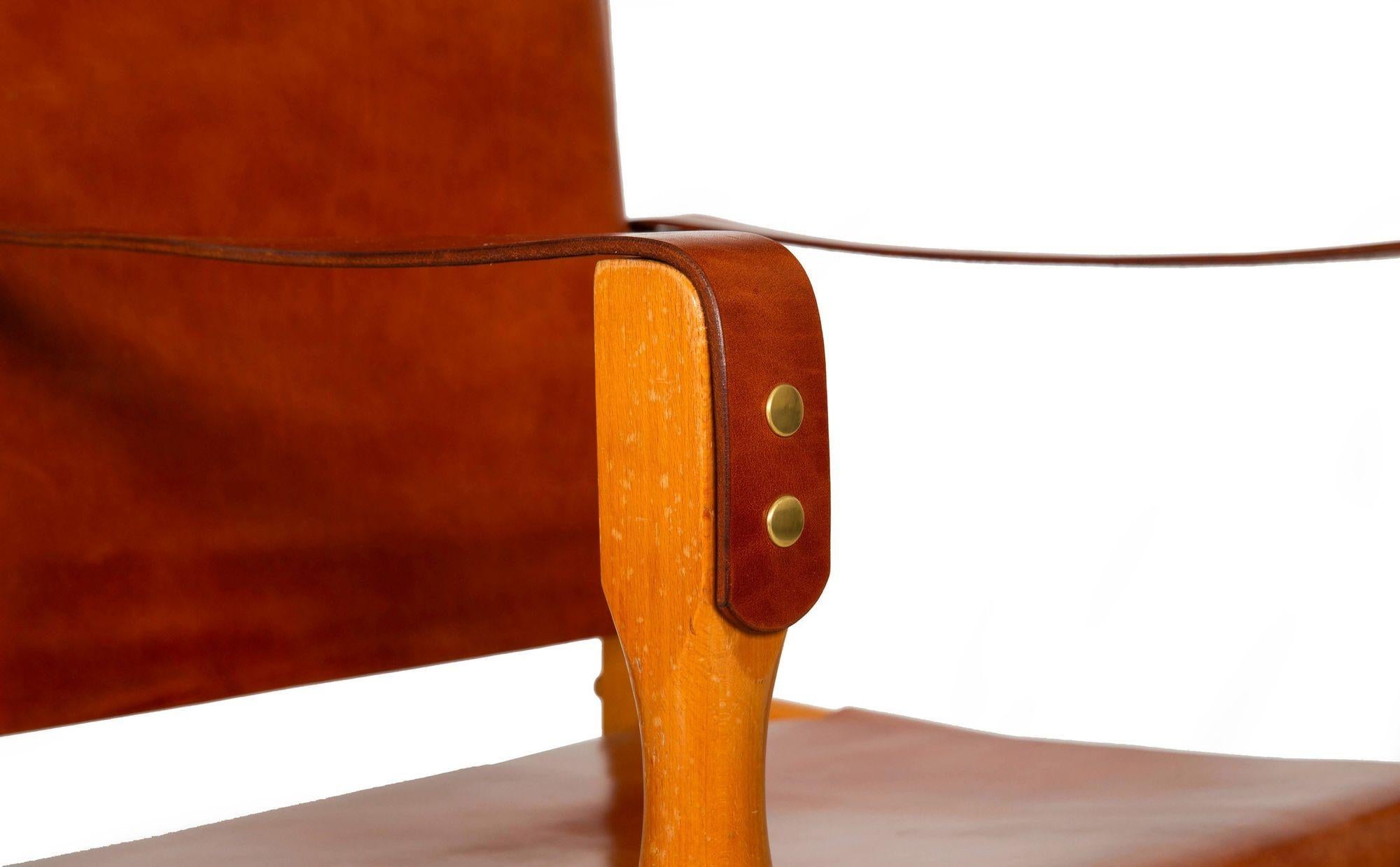 Chaises Safari en cuir Brown Vintage Mid-Century Modern attr. Wilhelm Kienzle en vente 2