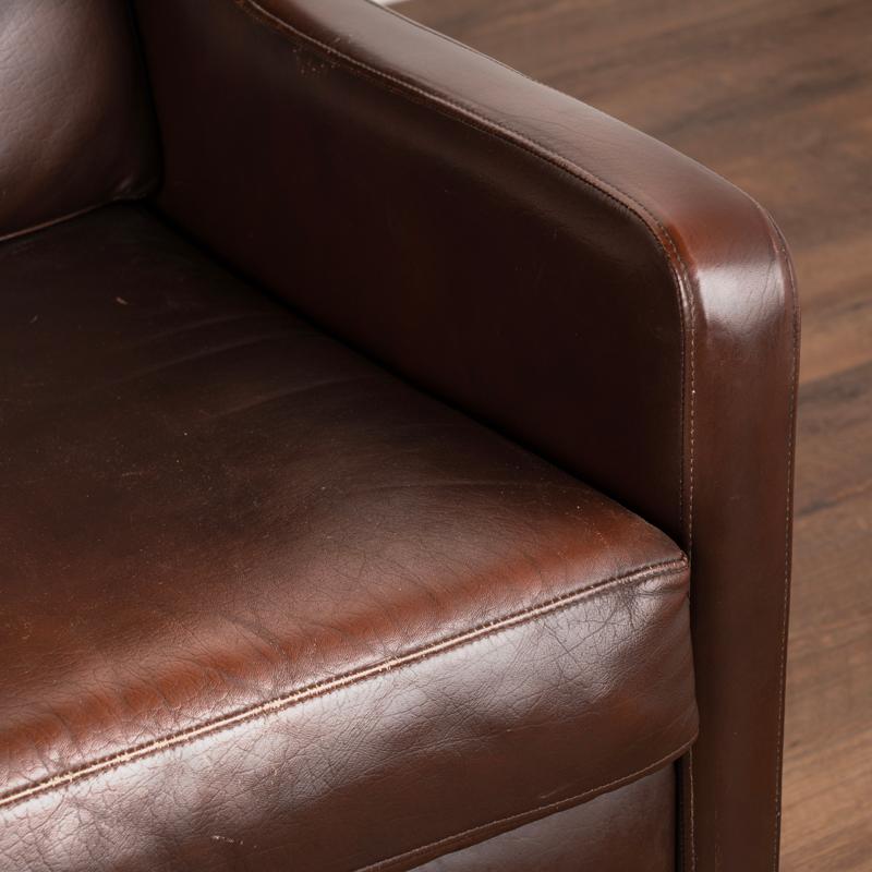 Dreisitzer-Sofa aus braunem Leder aus Dänemark, Moderne der Mitte des Jahrhunderts im Angebot 2