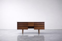 Vintage Mid-Century Modern Brown Teak Desk, 1960s