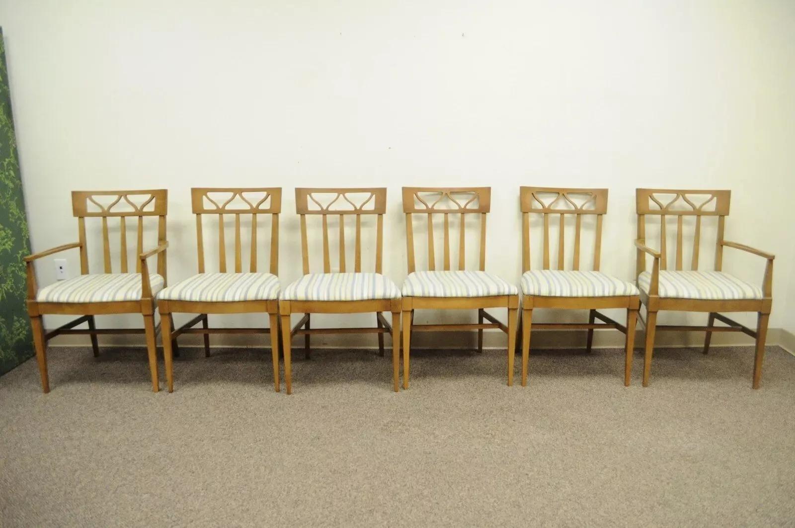 Vintage Mid Century Modern Broyhill Premier Walnut Invitation Dining Room Set - 10 Pc Set. Listing includes 4 side chairs, 2 armchairs, china cabinet, sideboard, server, and table with (3) 12