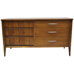 Vintage Midcentury Modern Broyhill Saga Carved Star Credenza Long Dresser