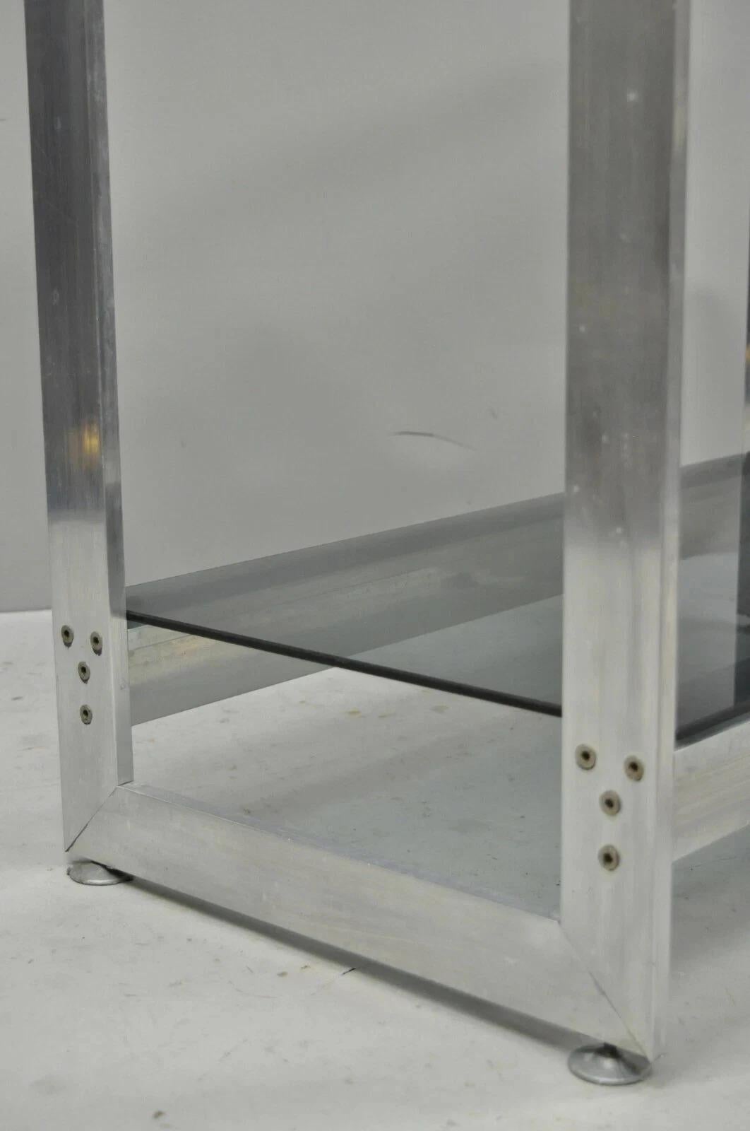 Unknown Vintage Mid Century Modern Brushed Aluminum Chrome Frame Etagere Bookcase Shelf For Sale