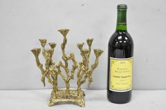 Vintage Mid Century Modern Brutalist Brass Judaica Candelabra by Wainberg