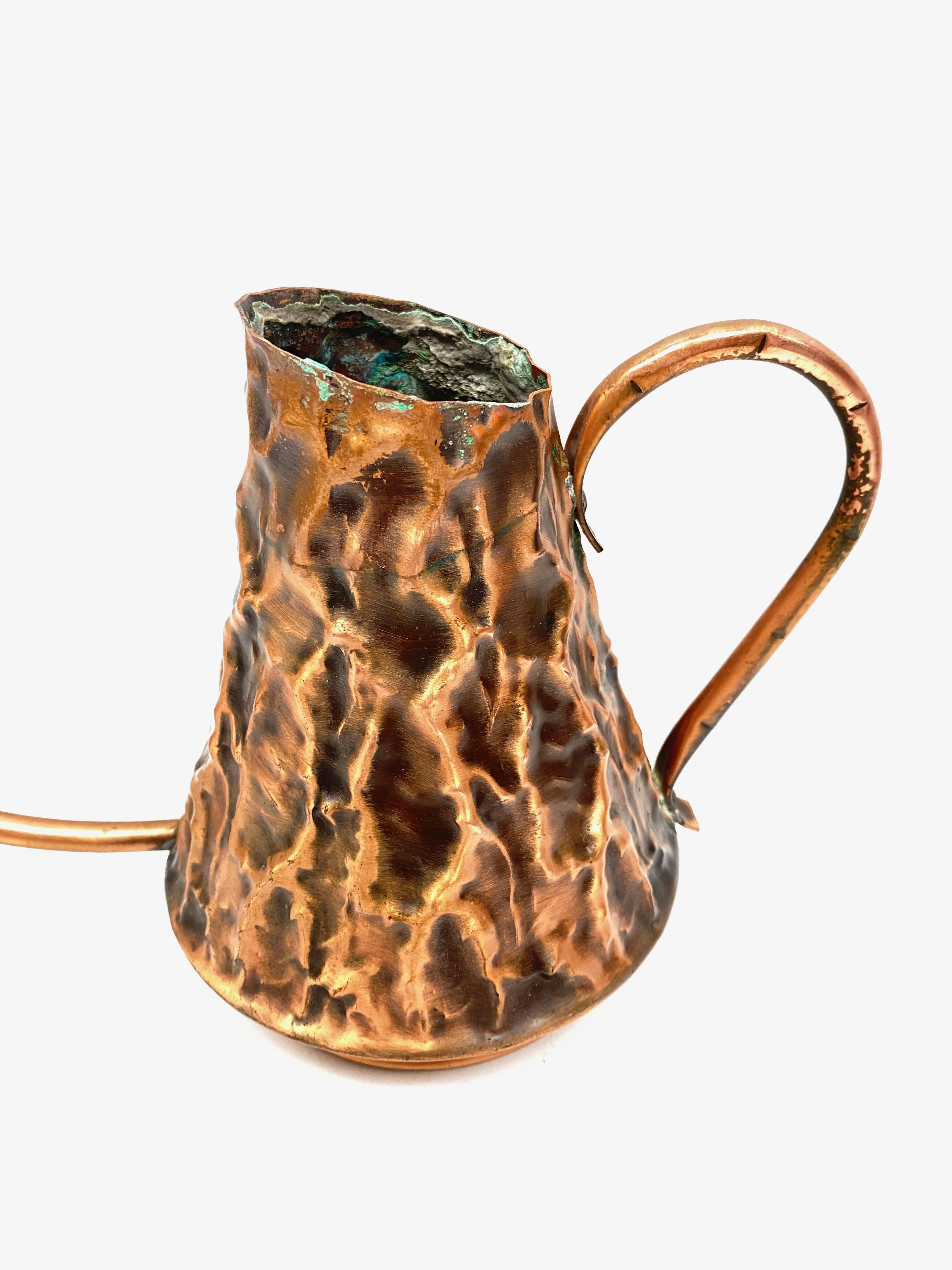 Hand-Crafted Vintage Mid-Century Modern Brutalist Copper Watering Can, 1960s