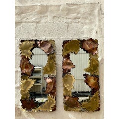 Specchio astratto brutalista con taglio a torcia della metà del secolo scorso di Tom Greene & Greene