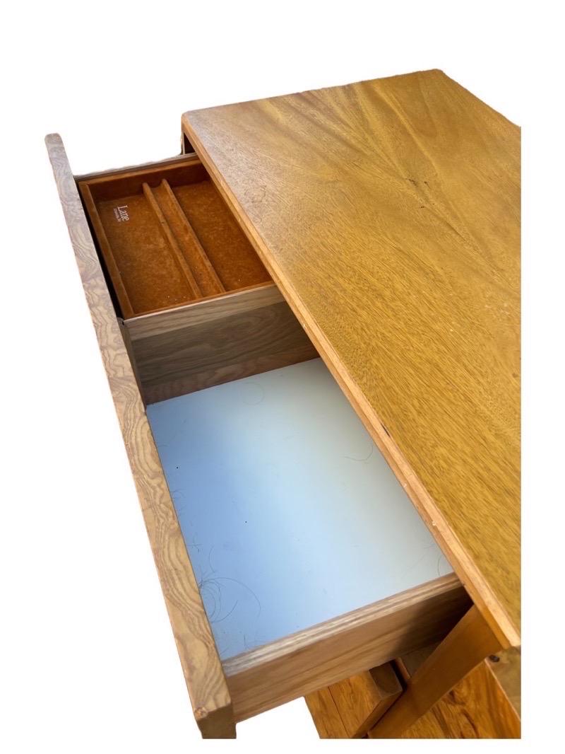 Vintage Mid-Century Modern Burl Wood 9 Drawer Dresser Cabinet by Lane Furniture  1