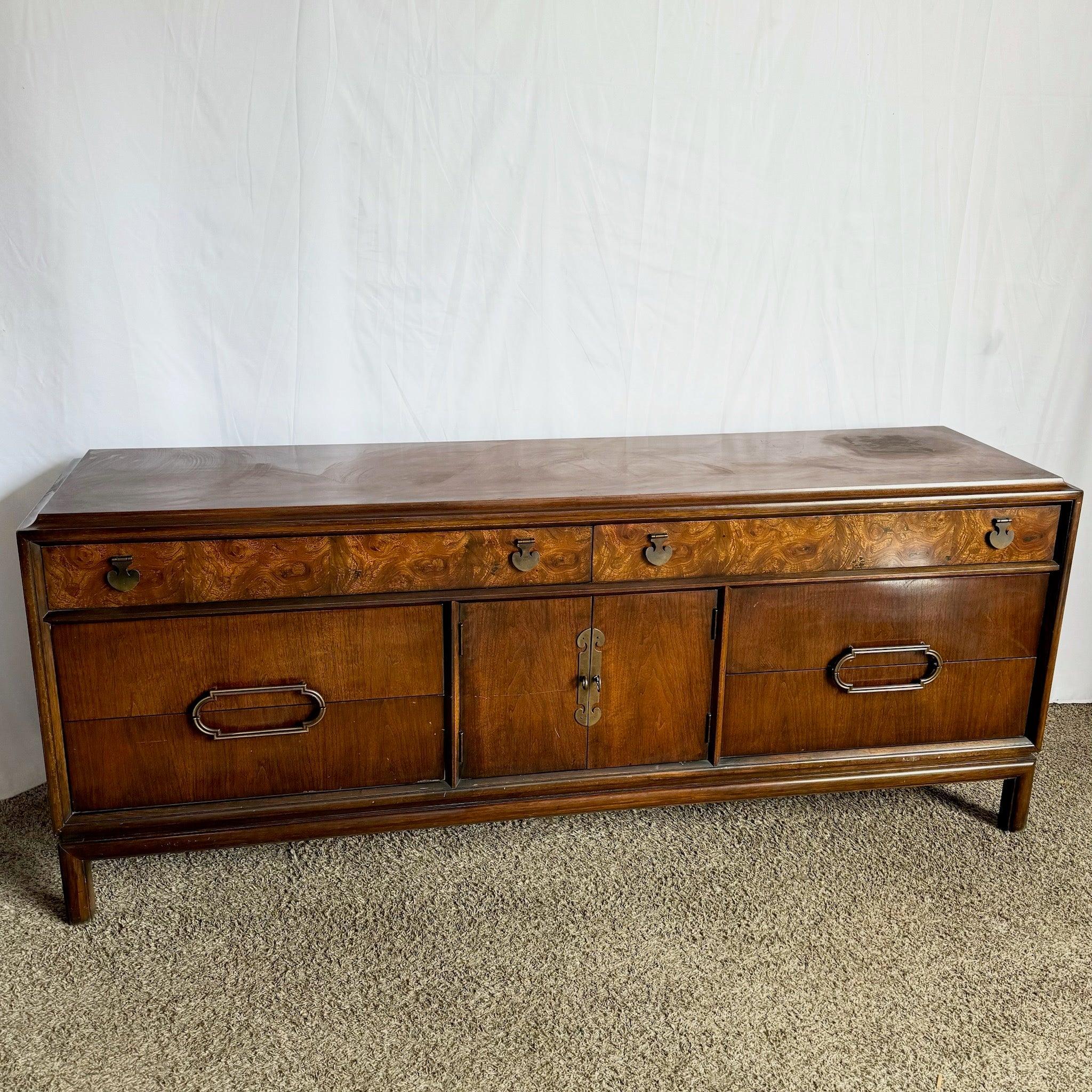 Vintage Mid Century Modern Burl Wood Dresser by Thomasville For Sale 6