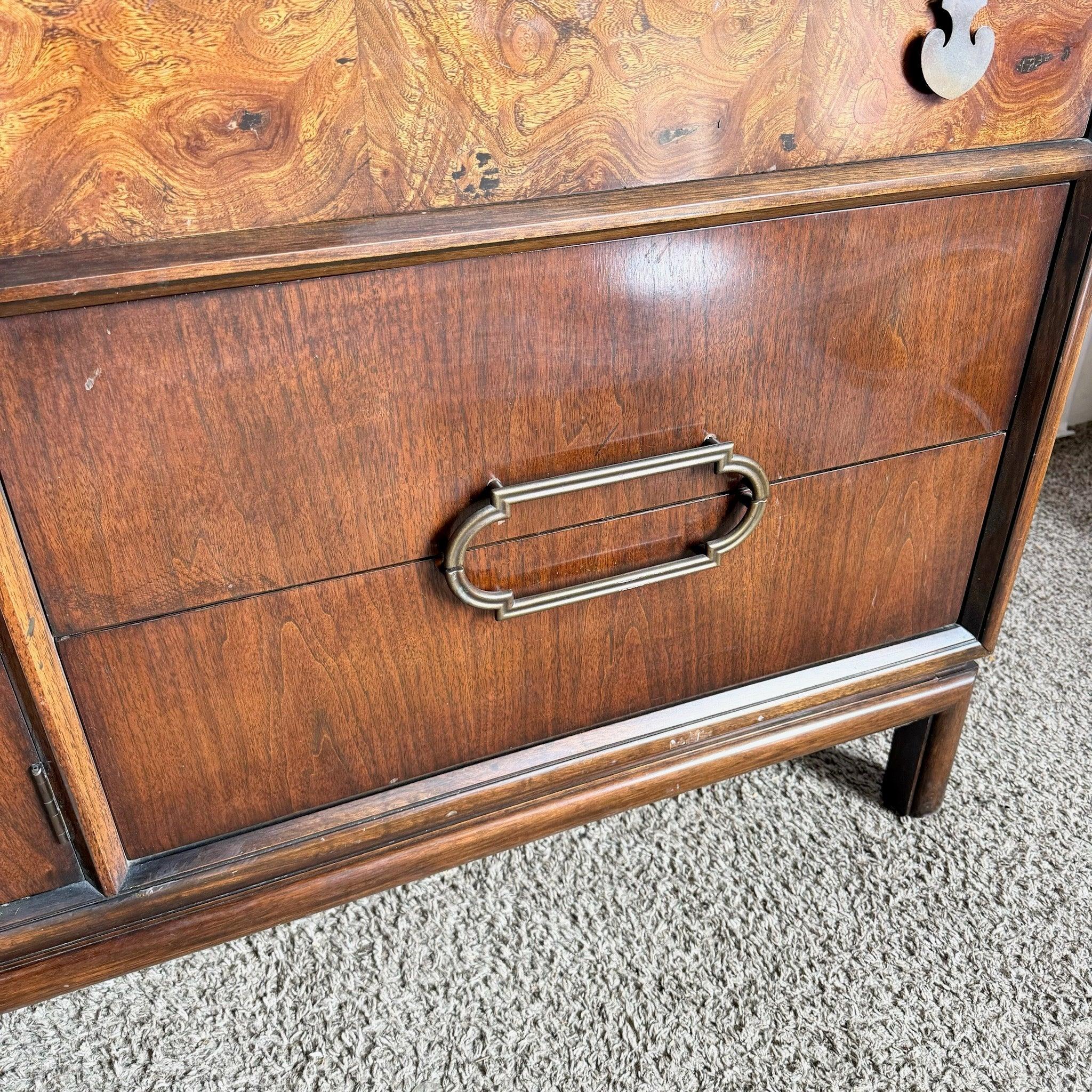 Vintage Mid Century Modern Burl Wood Dresser by Thomasville For Sale 1