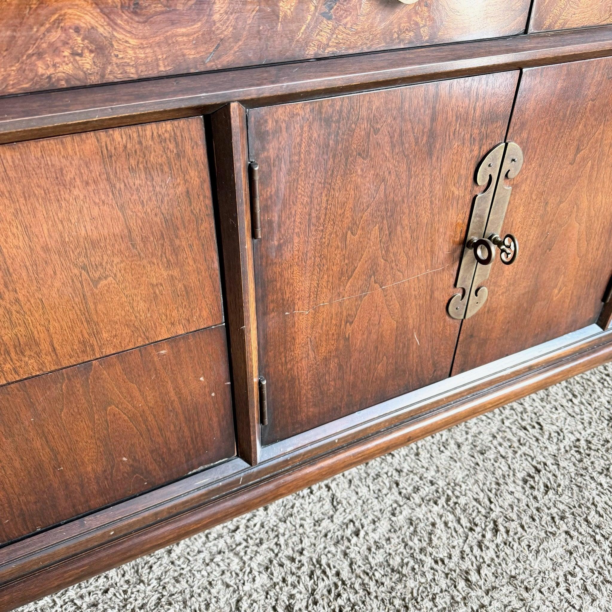 Vintage Mid Century Modern Burl Wood Dresser by Thomasville For Sale 2