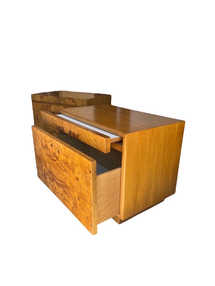 Vintage MidCentury Modern Burl Wood End Table or Night Stand Set of