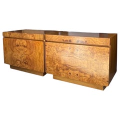 Vintage Mid-Century Modern Burl Wood End Table or Night Stand Set of Two