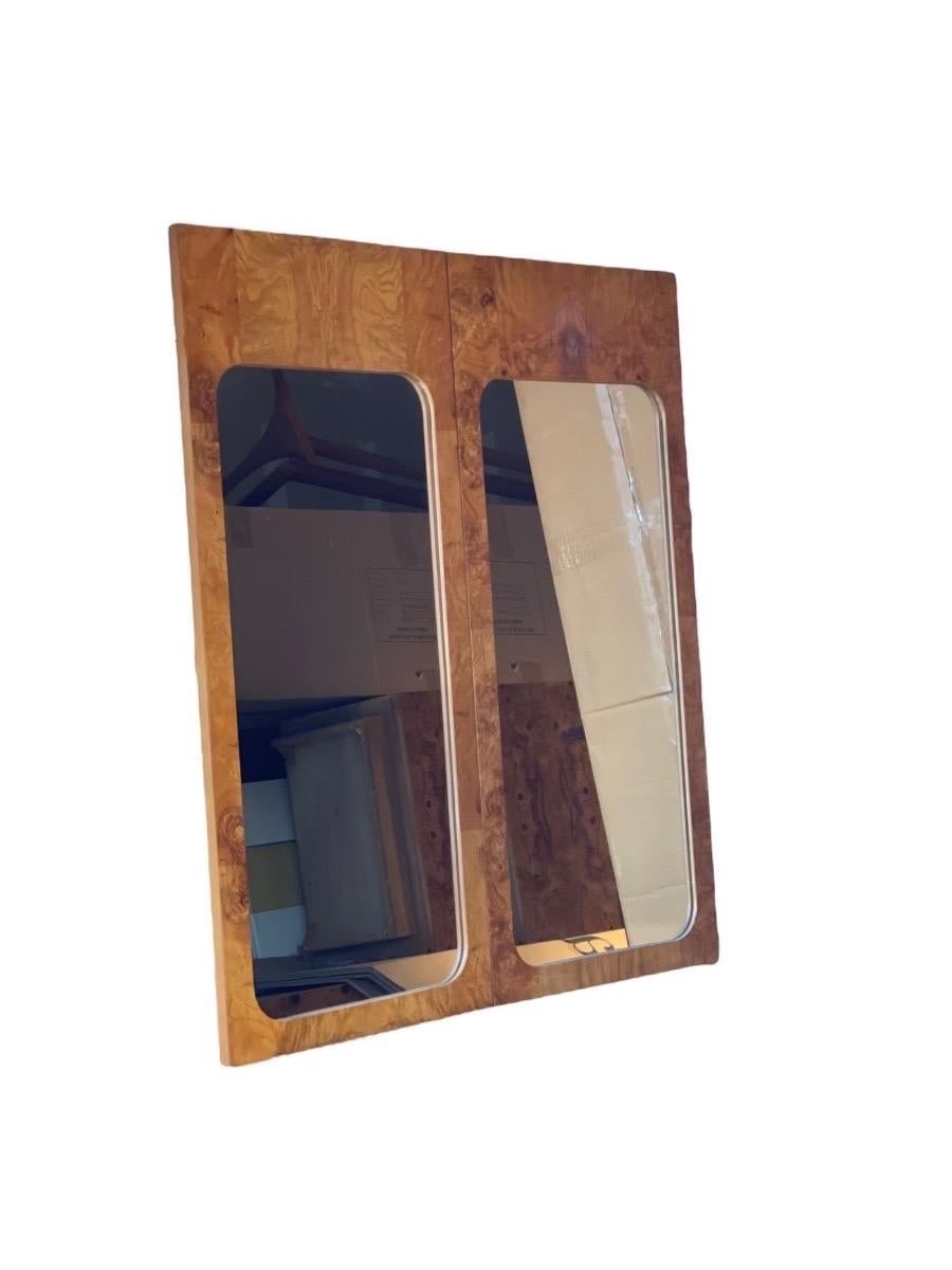 Vintage Mid-Century Modern Burl Wood Mirror by Lane Set of 2 For Sale 1