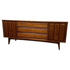 Vintage Mid-Century Modern Burled Wood and Walnut Dresser/Sideboard on Sculpted